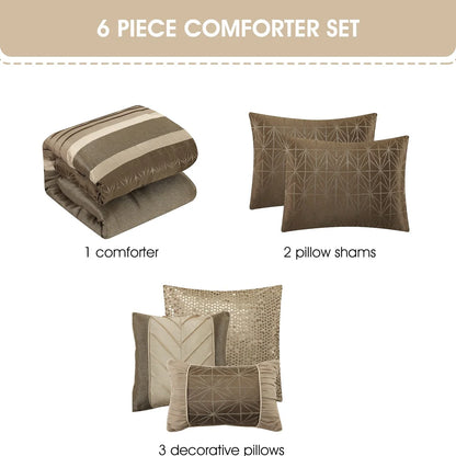 Nanshing Bryan 6 Piece Glam Geometric Comforter Set