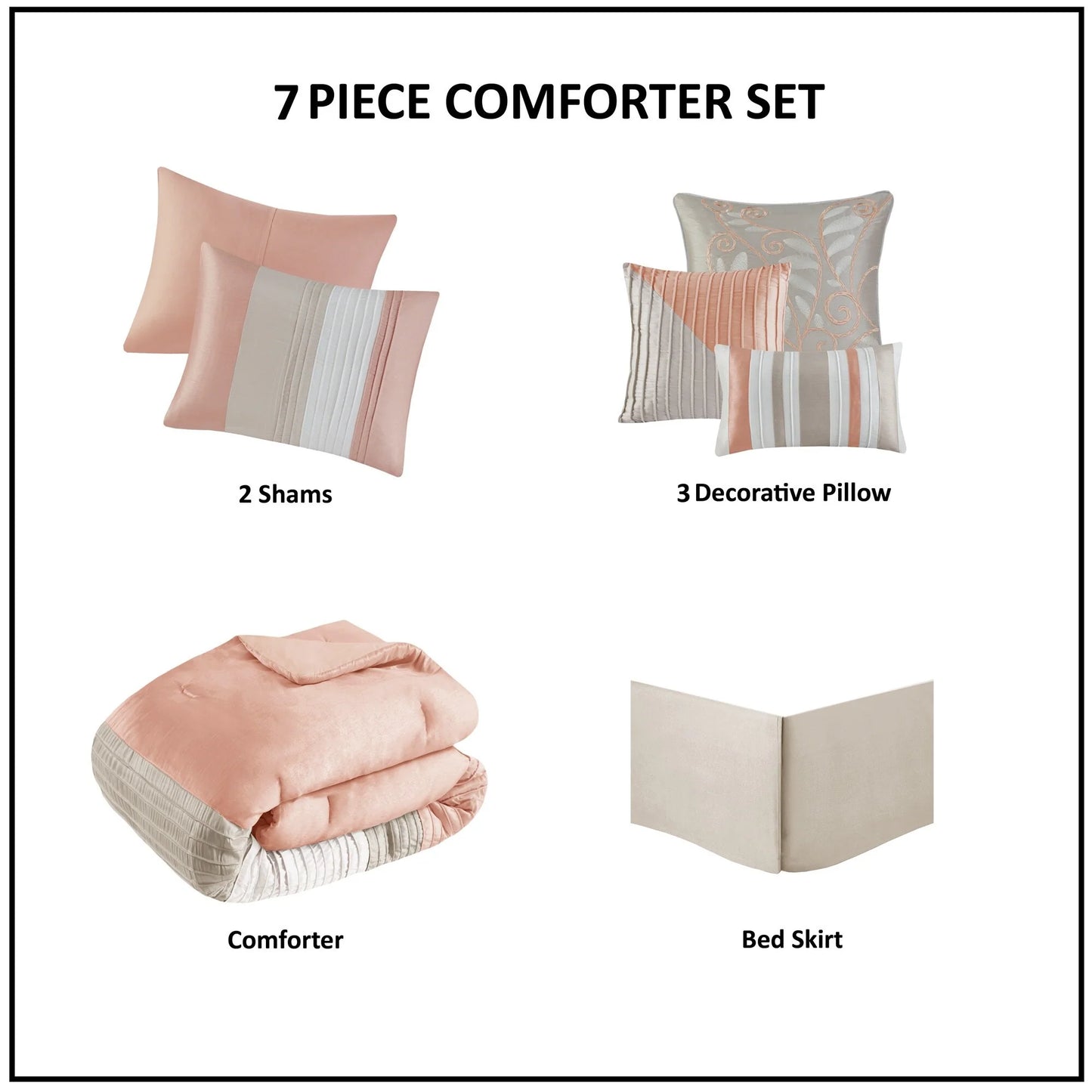Madison Park Olympia 7-piece Coral Comforter Set