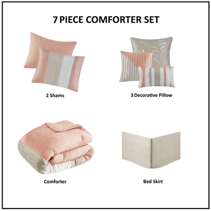 Madison Park Olympia 7-piece Coral Comforter Set