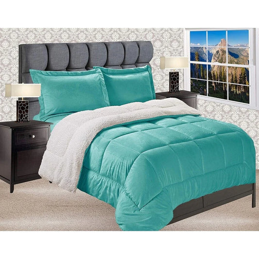 Elegant Comfort Reversible Sherpa Micro-Suede 3-Piece Comforter Set