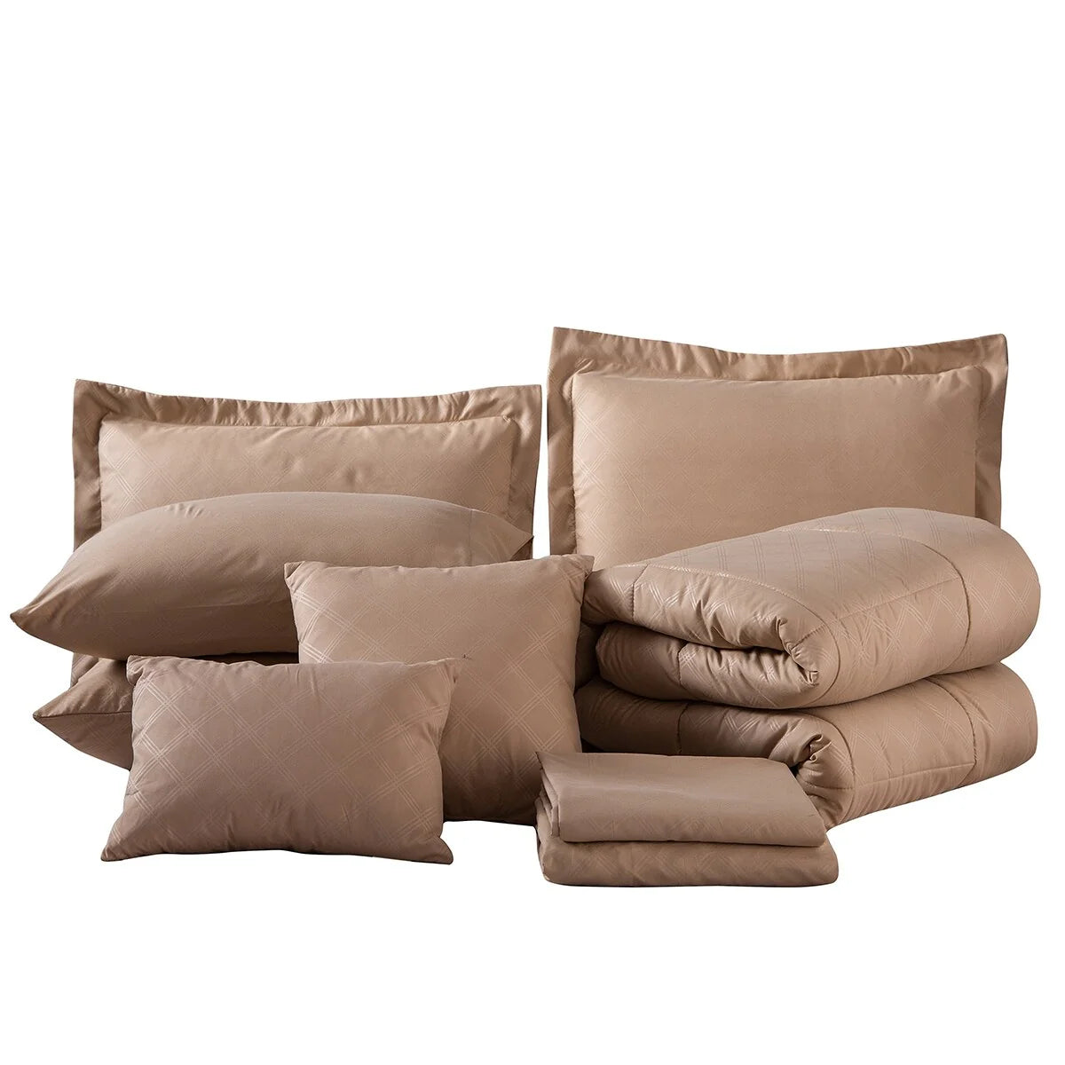 10-piece Solid Color Microfiber Comforter and Sheets Set