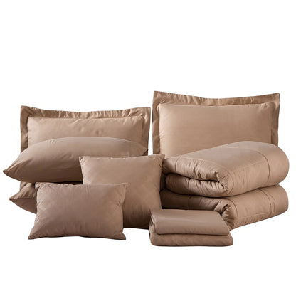 10-piece Solid Color Microfiber Comforter and Sheets Set