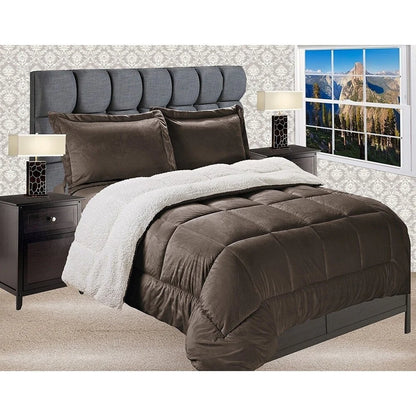 Elegant Comfort Reversible Sherpa Micro-Suede 3-Piece Comforter Set