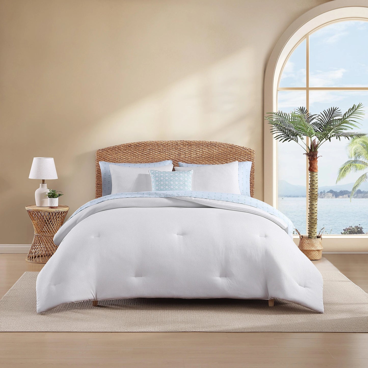 Tommy Bahama Seersucker Solid Reversible 8 Piece Comforter Bonus Set