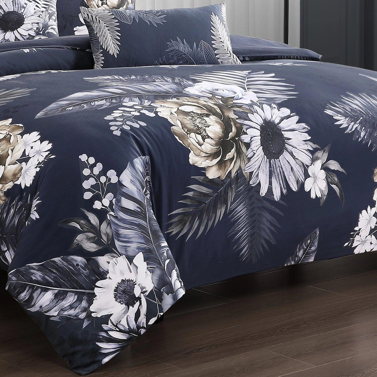 Bebejan Forget Me Not 100% Cotton Sateen 5-Piece Reversible Comforter Set