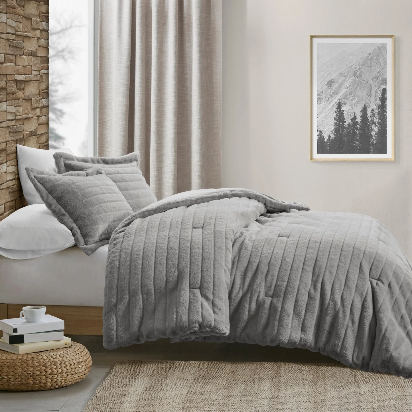 Madison Park Eve Faux Fur Comforter Set