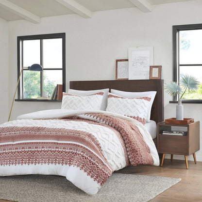 INK+IVY Mila Auburn 3 Piece Cotton Comforter Set with Chenille Tufting