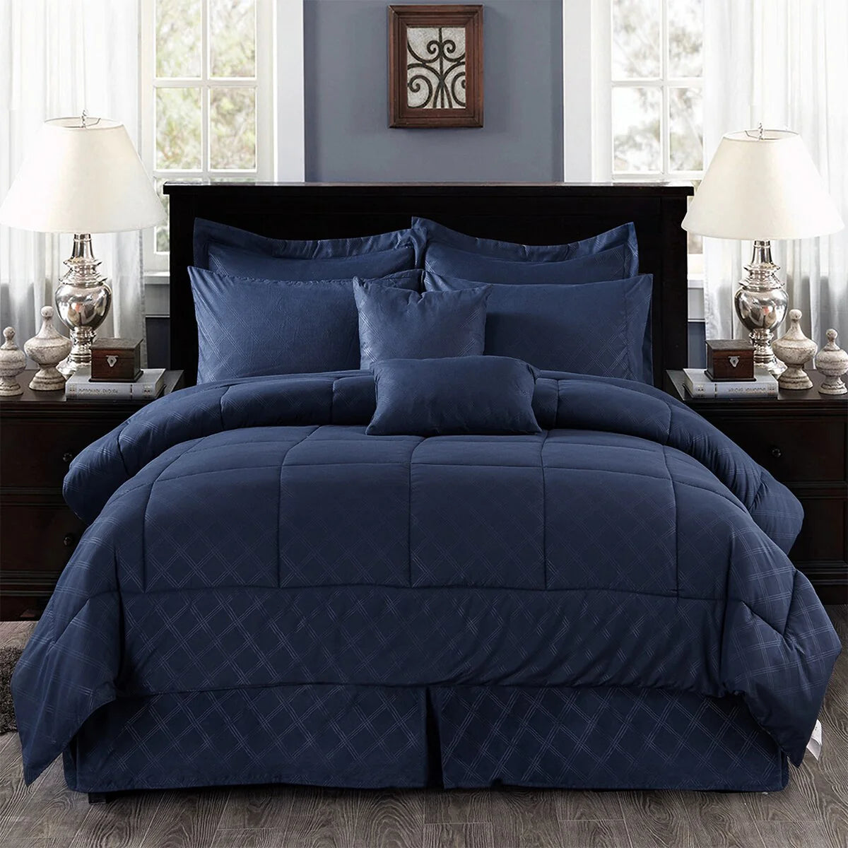 10-piece Solid Color Microfiber Comforter and Sheets Set