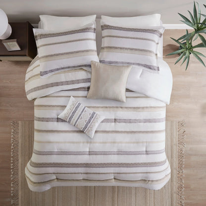 Madison Park Langley 5 Piece Clipped Jacquard Comforter Set