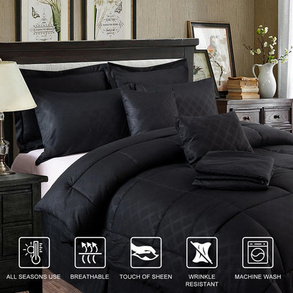 10-piece Solid Color Microfiber Comforter and Sheets Set