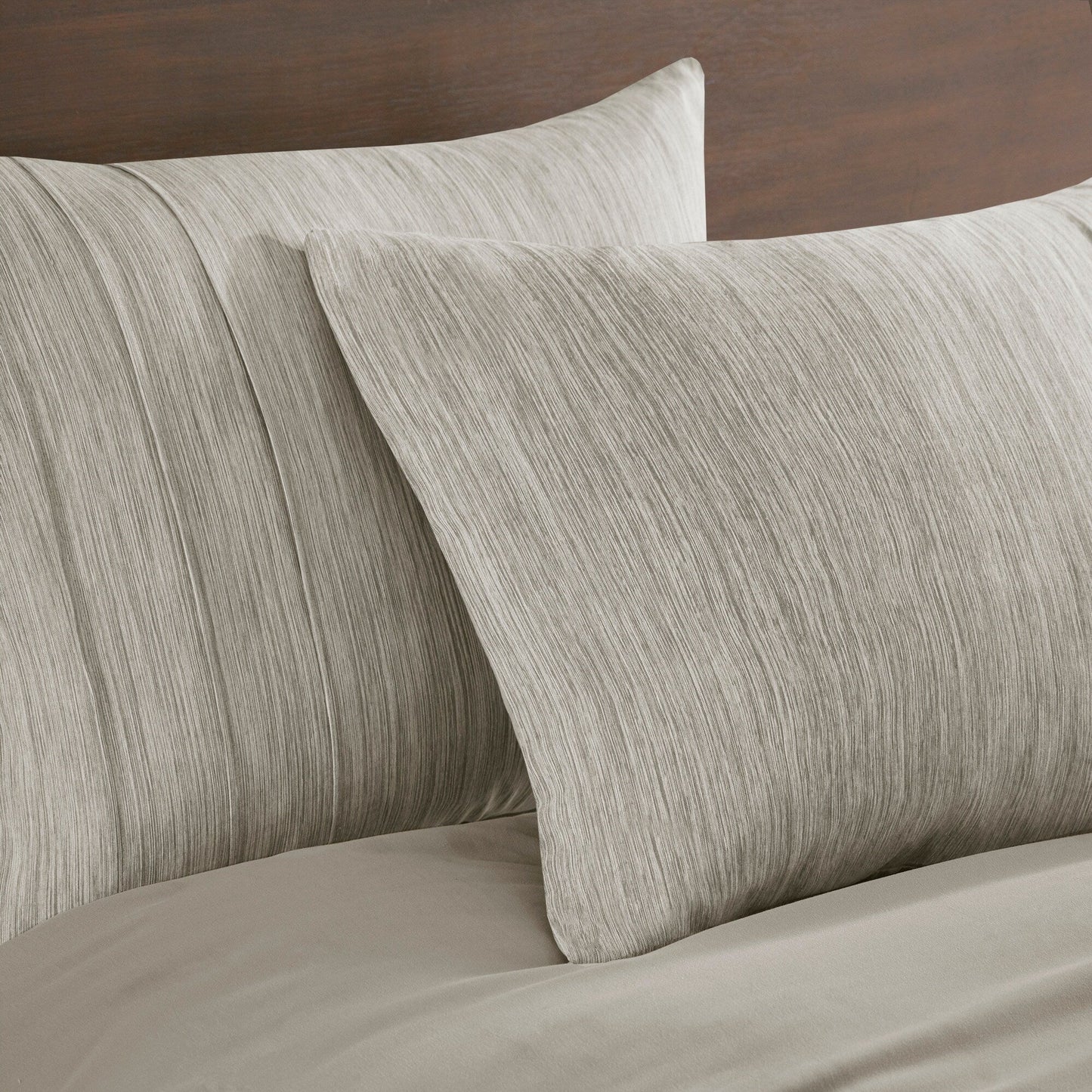 Beautyrest Maddox 3 Piece Striated Cationic Dyed Oversized Comforter Set with Pleats