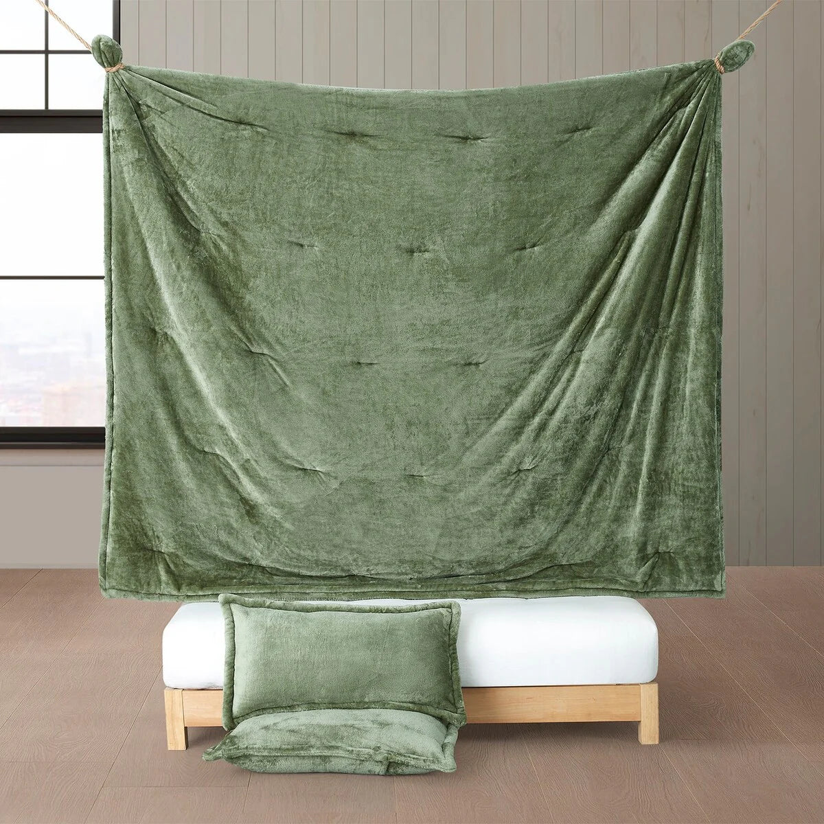 Softer than Soft? - Coma Inducer? Oversized Comforter Set - Double Plush Montana Green