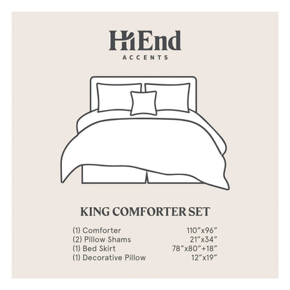 Paseo Road Highland Lodge Olive Brown Rustic Bedding 5 Piece Comforter Set with Bed Skirt, Shams, & Accent Pillow