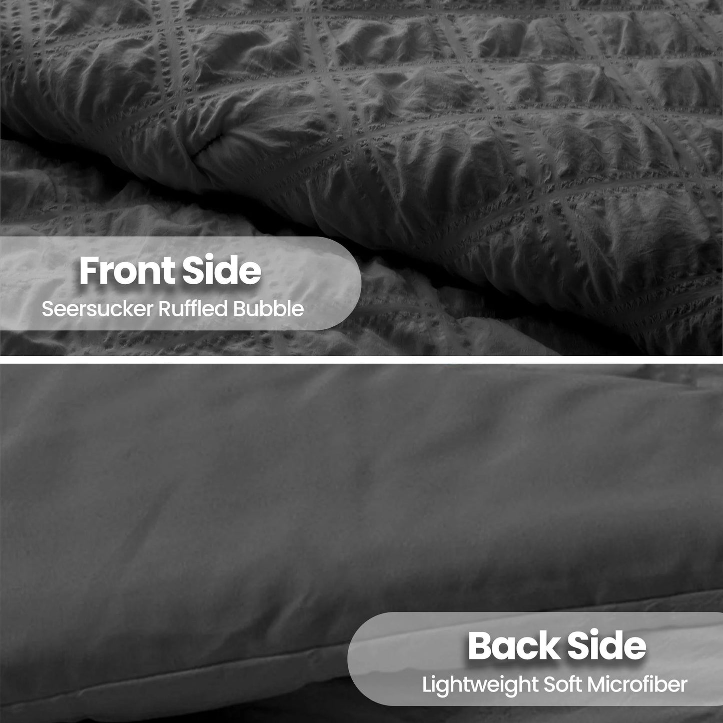 3-Piece Seersucker Bubble Ruffled Chic Textured Comforter Set, Lightweight Bedding Set