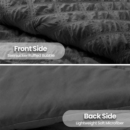 3-Piece Seersucker Bubble Ruffled Chic Textured Comforter Set, Lightweight Bedding Set