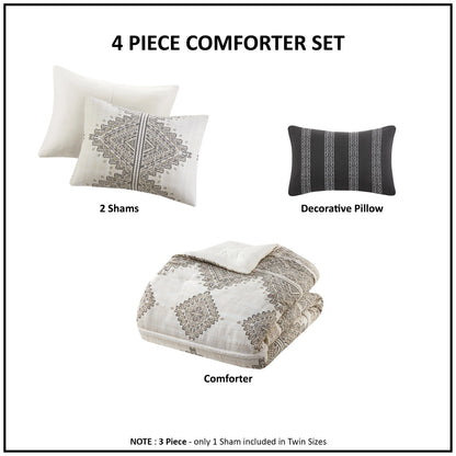 Madison Park Alba 4 Piece Printed Comforter Set with Throw Pillow