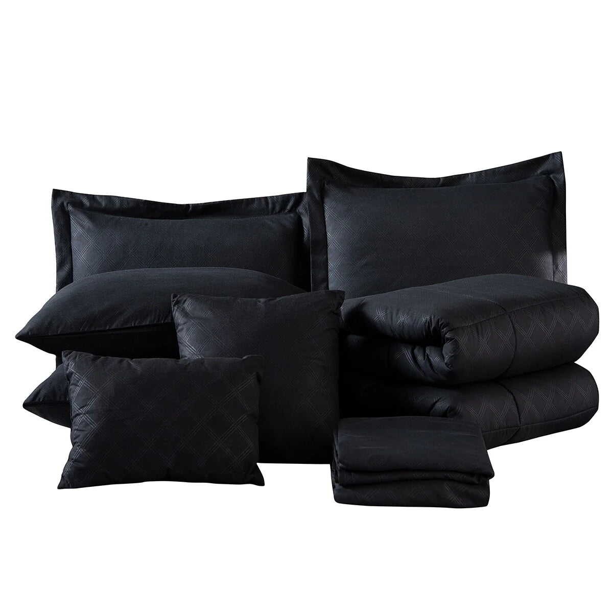 10-piece Solid Color Microfiber Comforter and Sheets Set
