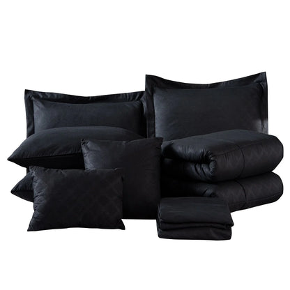 10-piece Solid Color Microfiber Comforter and Sheets Set