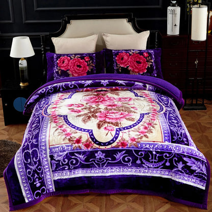 Ultra Plush Printed 3-piece Sherpa Borrego Comforter Set