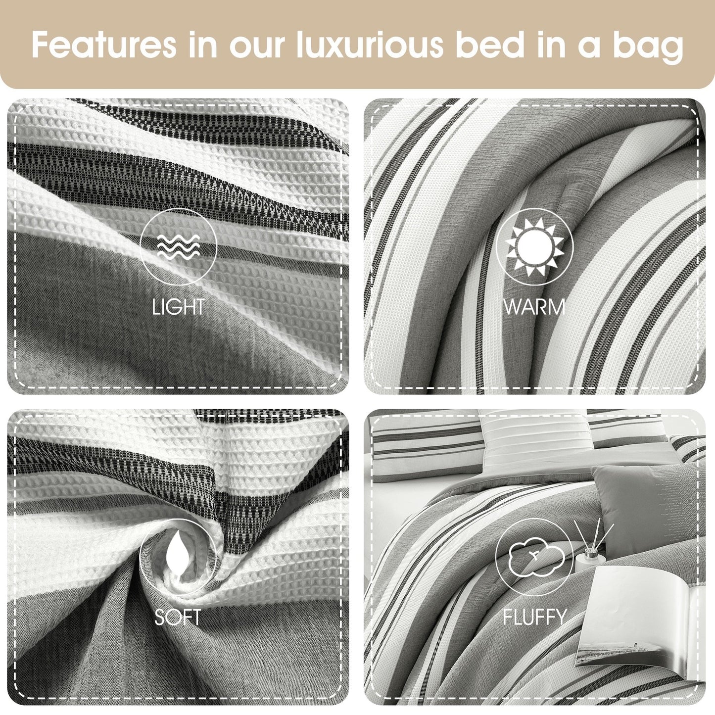 Nanshing Vada 7 Piece Striped Comforter Set