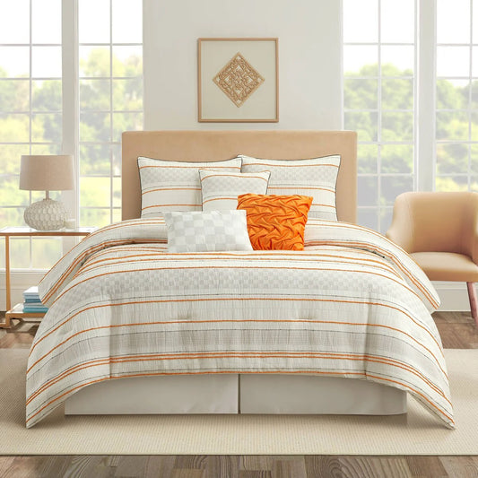 Nanshing Greta 7 Piece Boho Striped Checkered Comforter Set