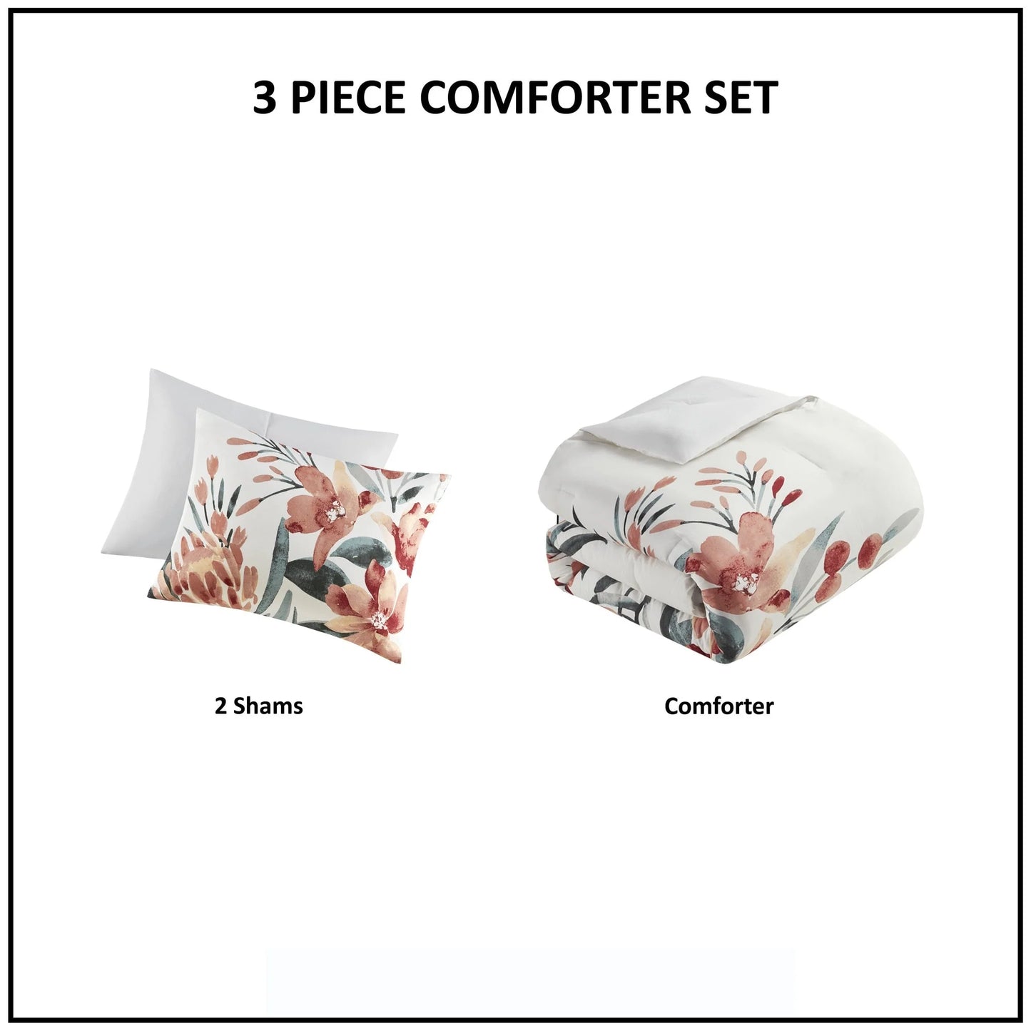 Madison Park Junia 3 Piece Floral Cotton Comforter Set