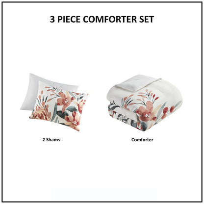 Madison Park Junia 3 Piece Floral Cotton Comforter Set
