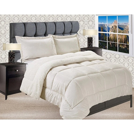 Elegant Comfort Reversible Sherpa Micro-Suede 3-Piece Comforter Set