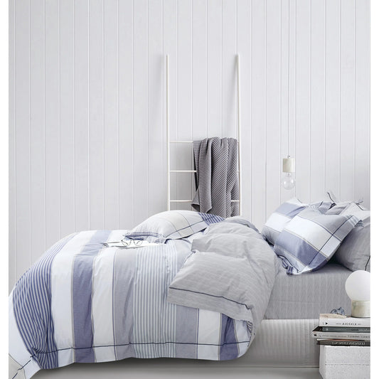 Wilhelm 100% Cotton Reversible Comforter Set Blue