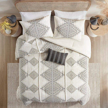 Madison Park Alba 4 Piece Printed Comforter Set with Throw Pillow