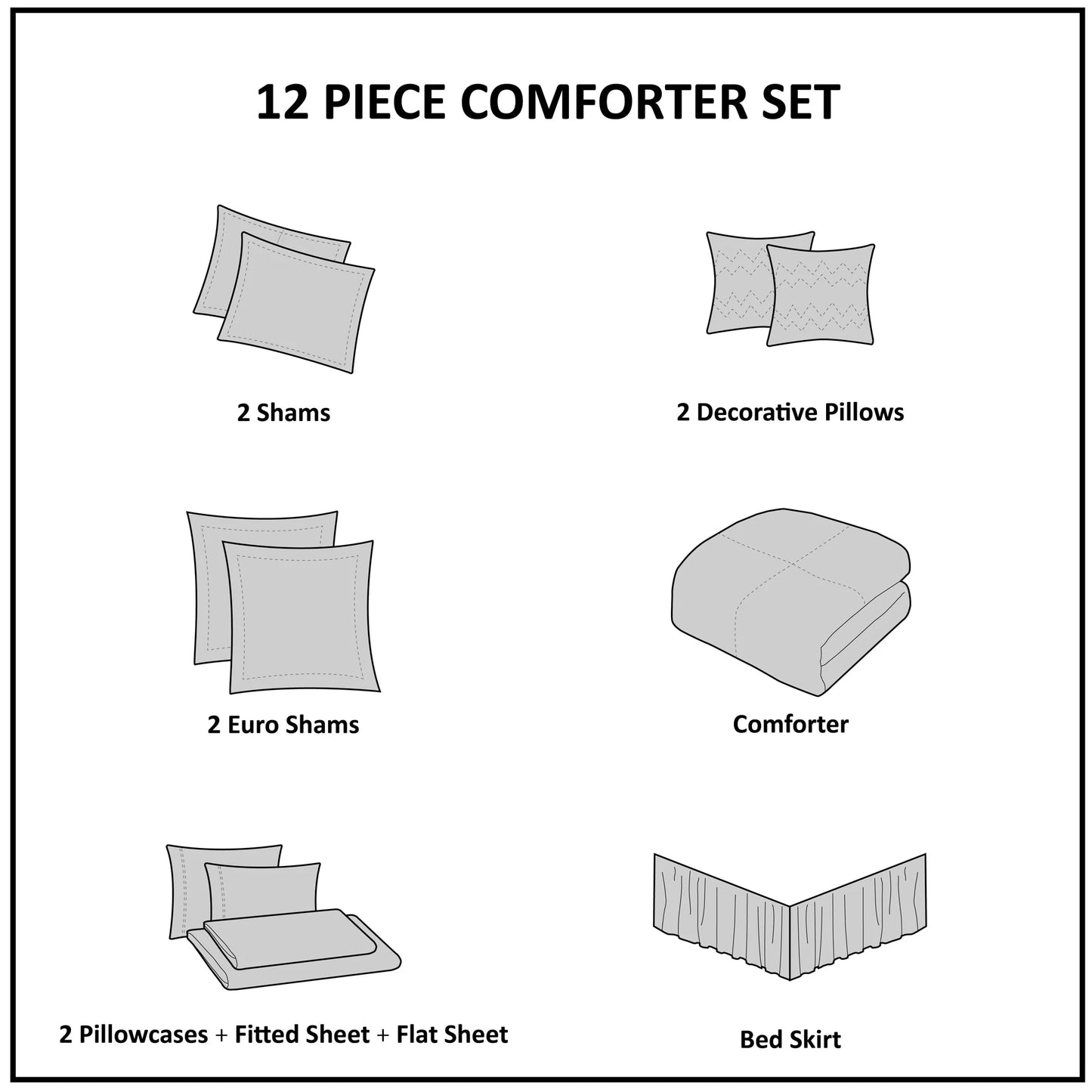 Madison Park Anouk Silver 12 Piece Comforter Set with Cotton Bed Sheets