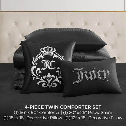 Juicy Couture Glam Night Black Stripe Comforter Bedding Set