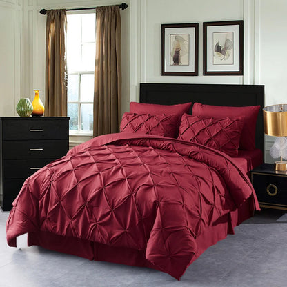 8-piece Pinch Pleated Bed-in-a-Bag Down Alternative Comforter Set