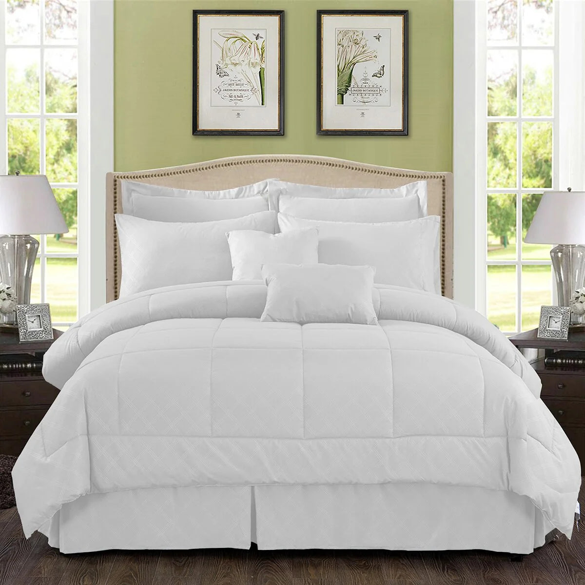 10-piece Solid Color Microfiber Comforter and Sheets Set