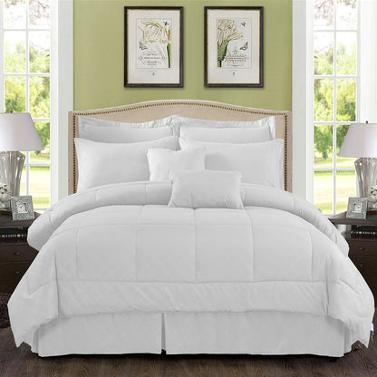 10-piece Solid Color Microfiber Comforter and Sheets Set