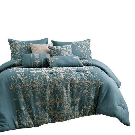 Shatex Selas7PC Bedding Comforter Set All-season Reversible Bed in a Bag