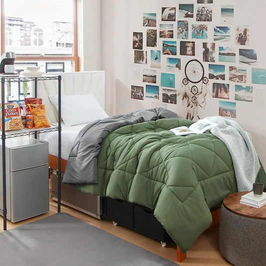 Hero Green/Charcoal Gray Reversible Twin XL Comforter