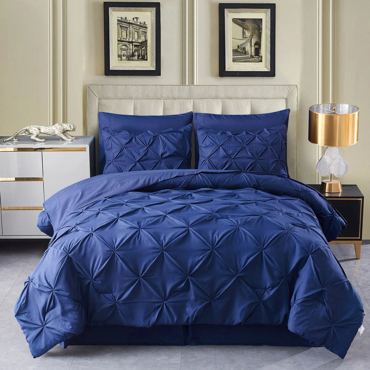 8-piece Pinch Pleated Bed-in-a-Bag Down Alternative Comforter Set