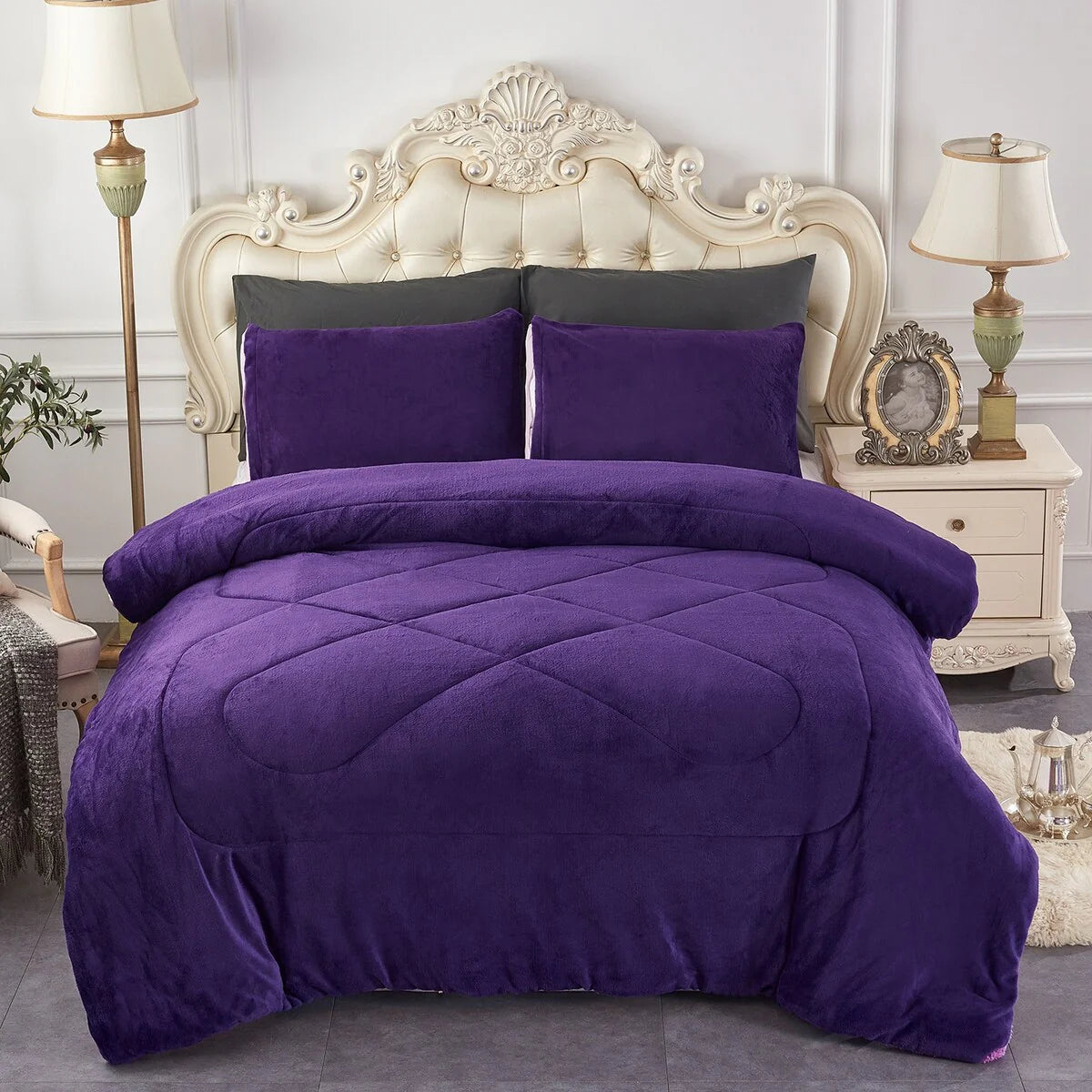Fleece/ Sherpa Down Alternative 3-piece Comforter Set