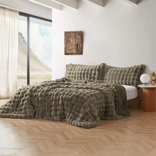 Snowball Chunky Bunny - Coma Inducer? Oversized Comforter Set - Olive Earth