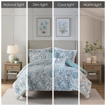 Madison Park Kairi 5 Piece Botanical Floral Seersucker Comforter Set