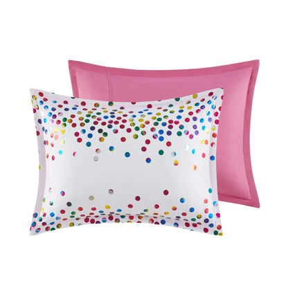 Intelligent Design Cora Rainbow Iridescent Metallic Dot Comforter Set