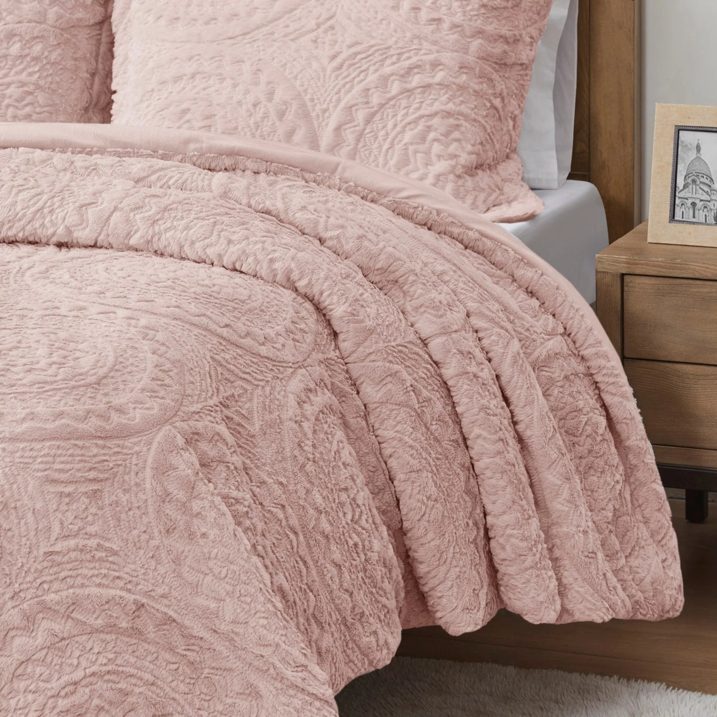 Madison Park Nova Embroidered Medallion Faux Fur Plush Comforter Set