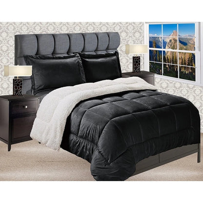 Elegant Comfort Reversible Sherpa Micro-Suede 3-Piece Comforter Set