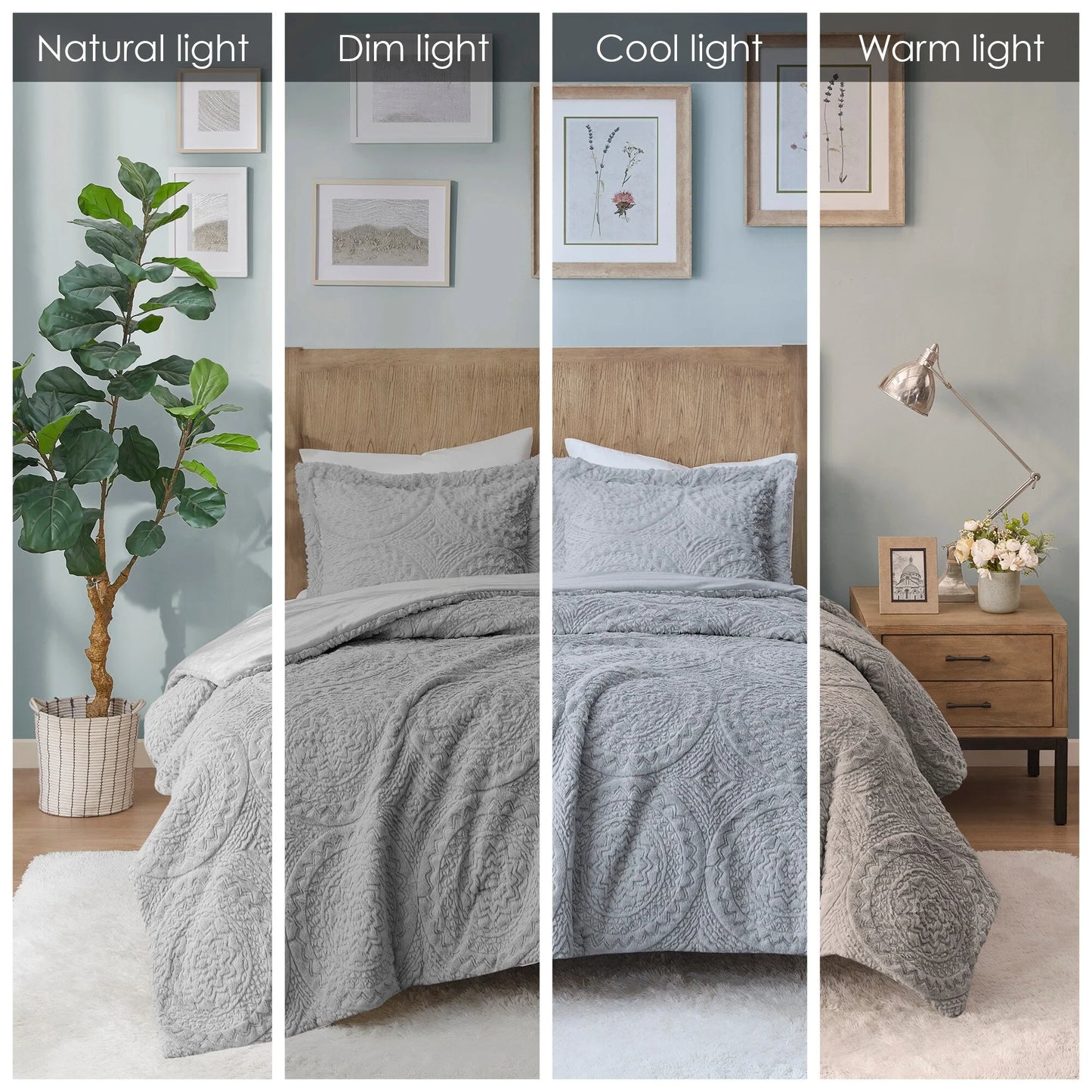 Madison Park Nova Embroidered Medallion Faux Fur Plush Comforter Set