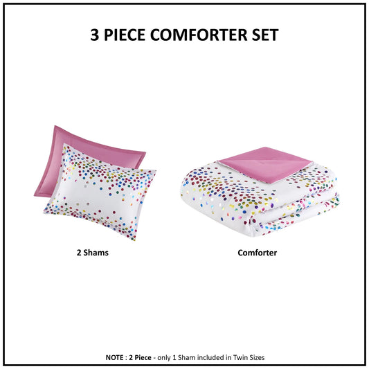 Intelligent Design Cora Rainbow Iridescent Metallic Dot Comforter Set