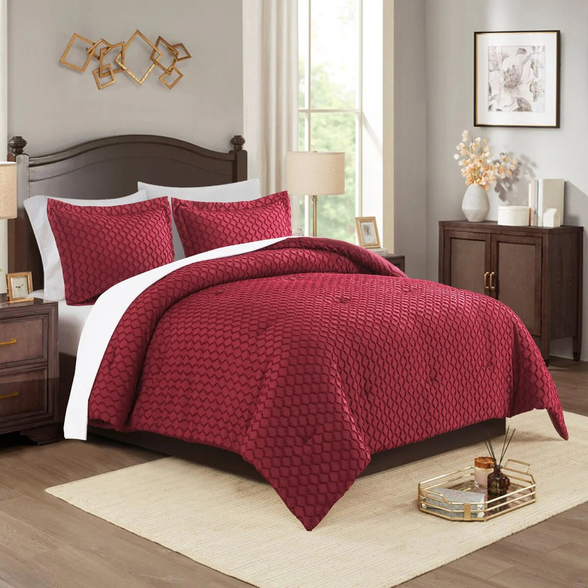 Boho Comforter Set,Tufted Design Bedding Set