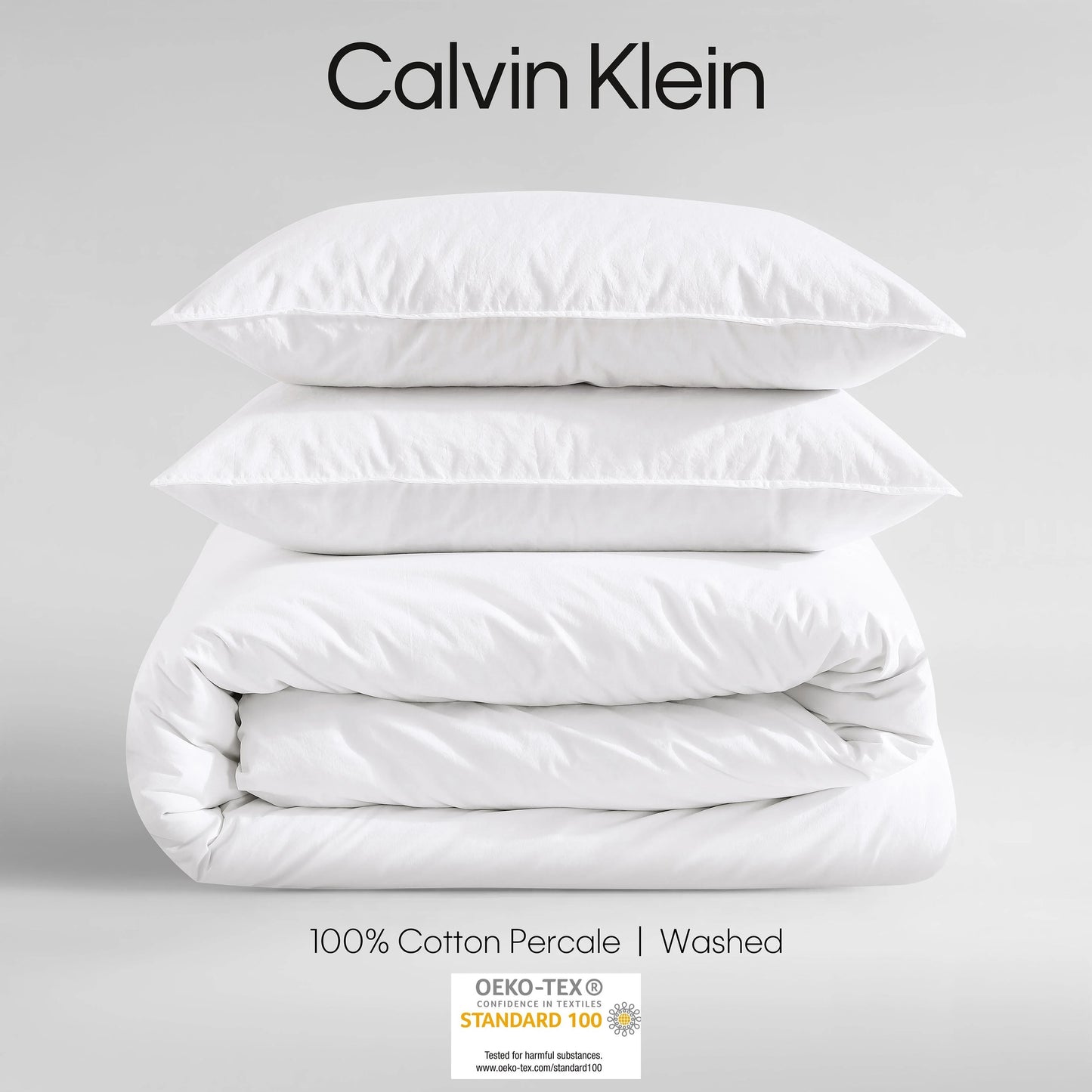 Calvin Klein Washed Percale Cotton Solid Comforter Set