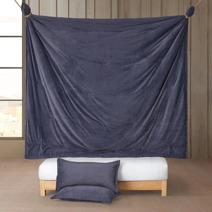 Softer than Soft? - Coma Inducer? Oversized Comforter Set - Double Plush Indigo Black