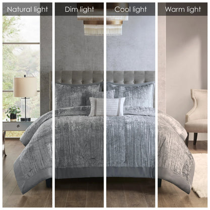 Madison Park Reagan 5 Piece Crinkle Velvet Comforter Set